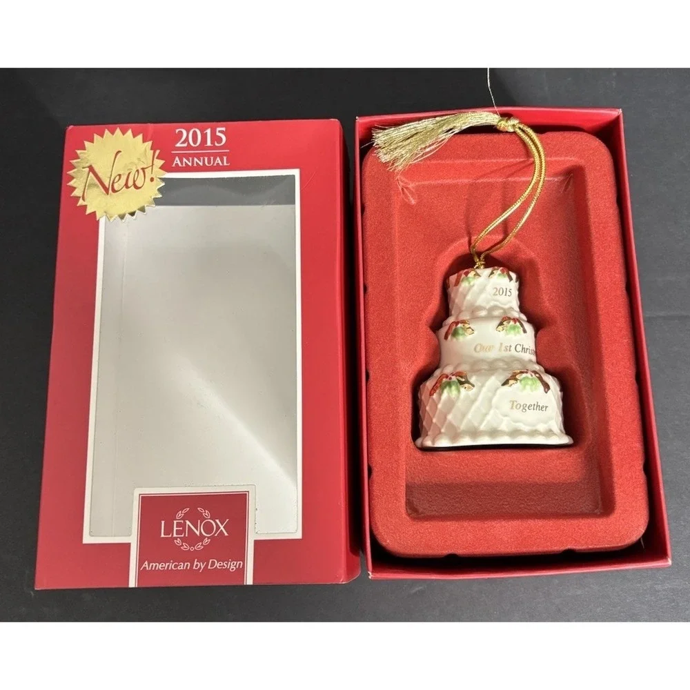 Lenox 2015 Our 1st Christmas Together Cake Chrismas Tree Porcelain Ornament